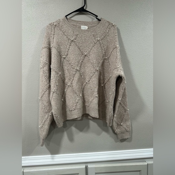 Dreamers by Debut Taupe Brown Pearl Embellished Sweater - Picture 6 of 10